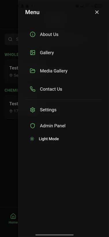 CCA Connect navigation menu with gallery, settings and admin panel